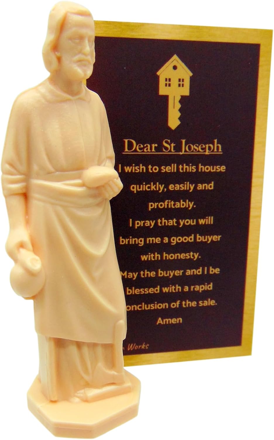 Westmon Works St Joseph House Selling Statue and Double Sided Prayer Card Faith-Based Made in The USA Figurine with Prayer for Selling Homes