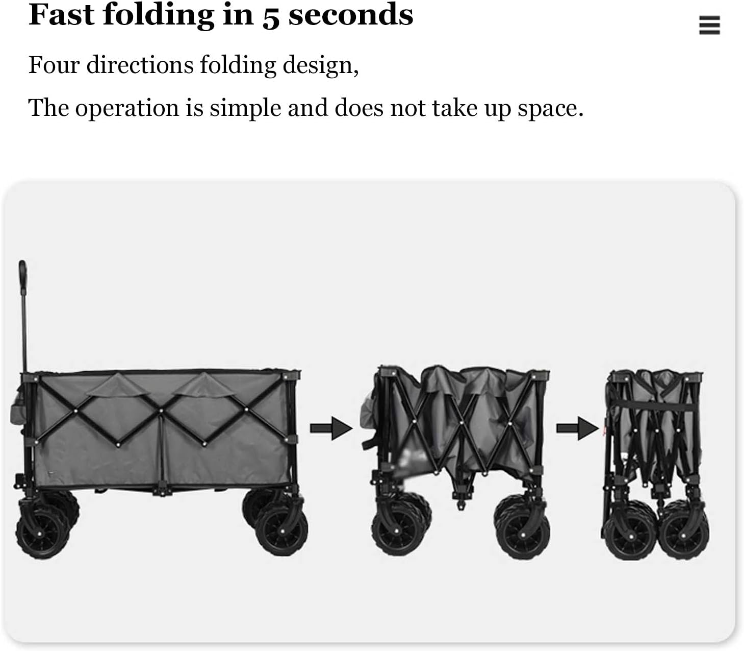 Foldable Outdoor Utility Trolley Portable Garden Cart Pull Rod to Pull