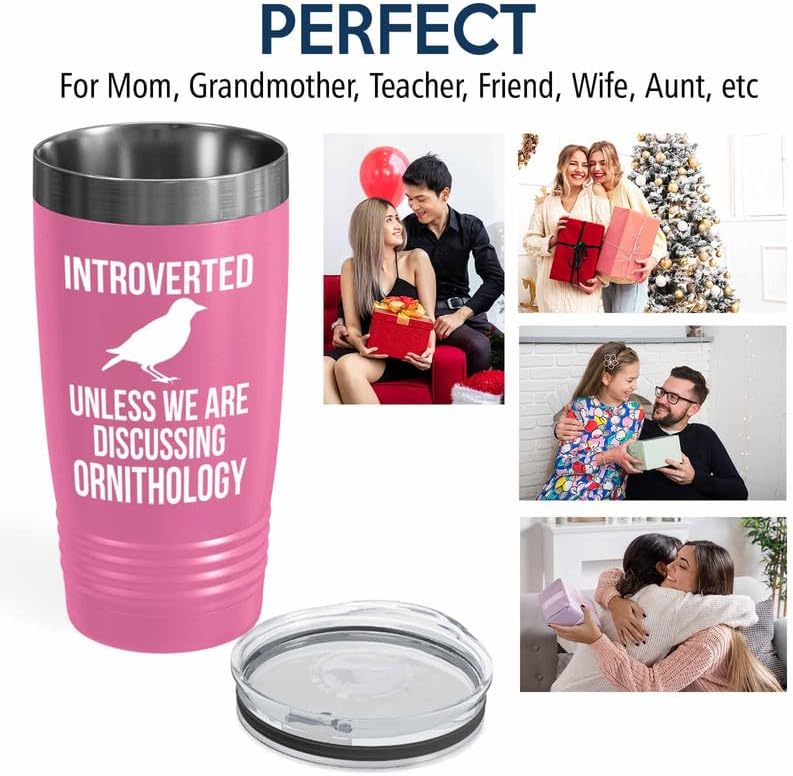 Birding Pink Edition Viking Tumbler 20oz - Introverted unless - Bird Feeder Backyard Birdwatcher Gifts Birding Bird Lover