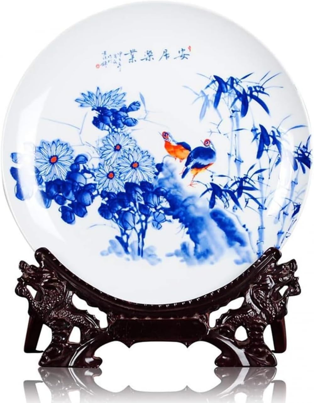 Planter Pot Round Plate Traditional Porcelain Vase with Base Decorativ
