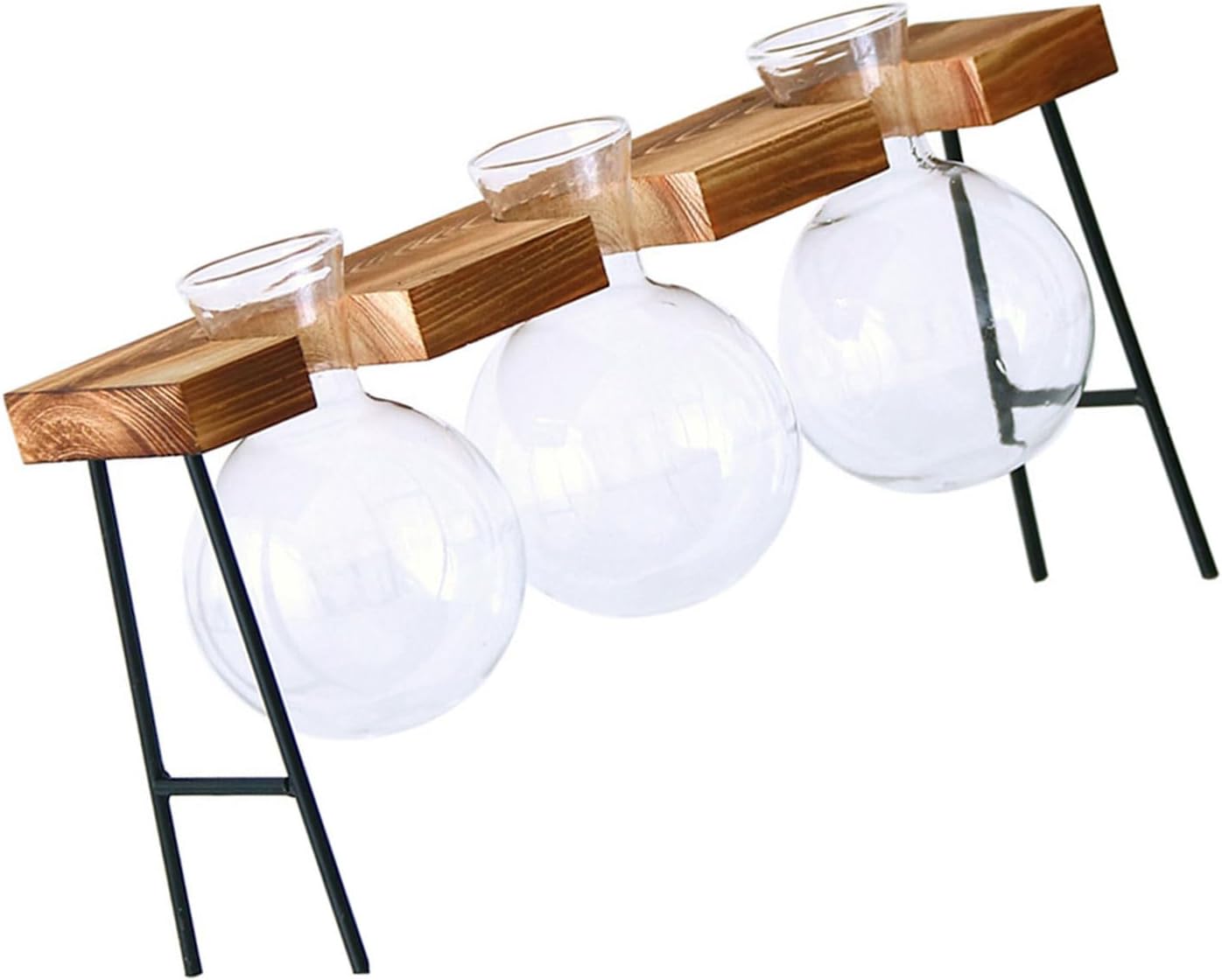 Desktops Plant Terrariums Glass Bulb Vase Plant Propagations Jar with Wooden Stand Flower Planter for Hydroponics Plant