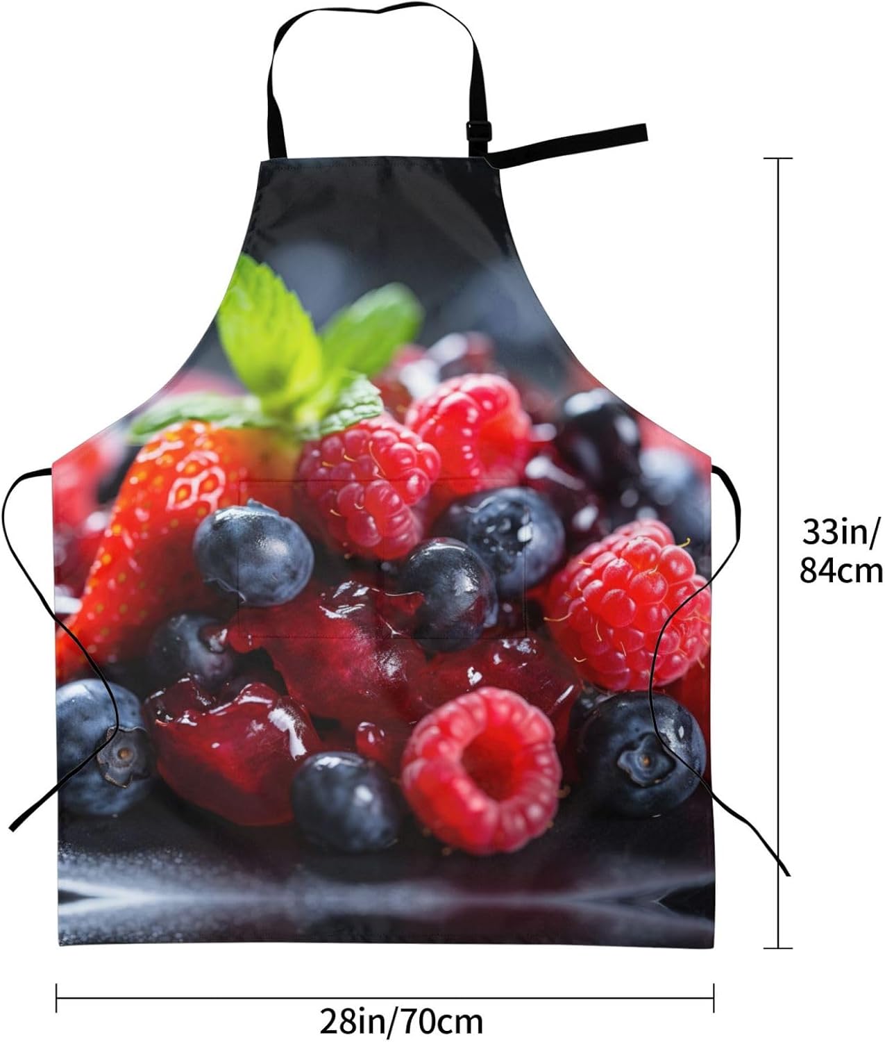fruits on wood print Waterproof apron with pocket adjustable cooking apron for adult kitchen bibs to bake