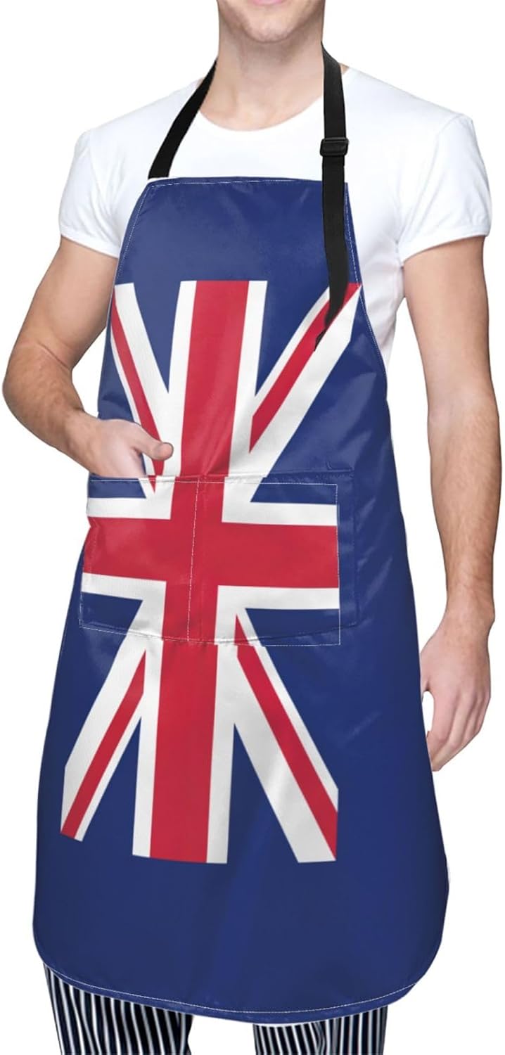 British flag print Waterproof chef's apron with pocket apron for kitchen cooking baking barbecue and gardening