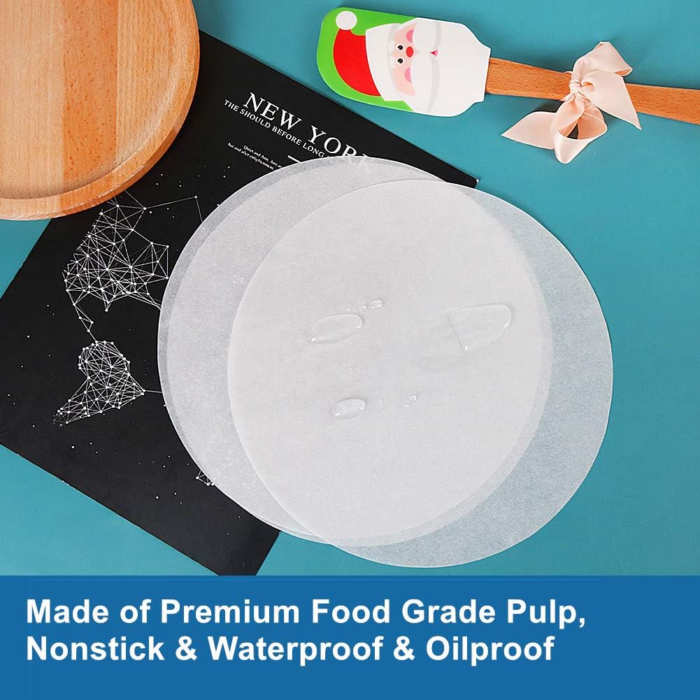8 Inch Parchment Paper Rounds, Set of 100, Non Stick Baking Parchment 