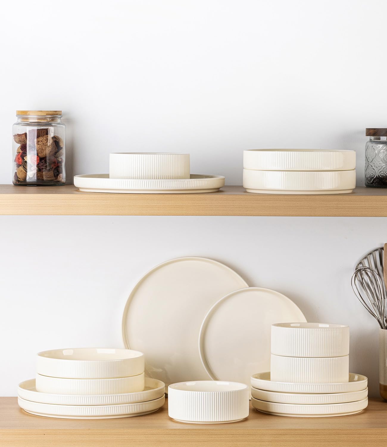TheTerra Ceramic Dinnerware Sets for 4, 12 Pieces Porcelain Lightweigh