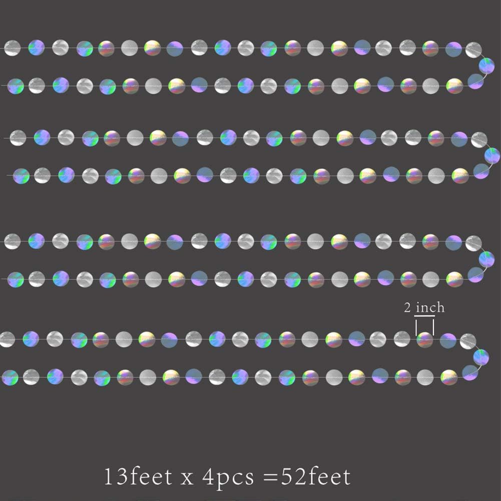 Cheerland Iridescent Party Decorations Holographic Circle Garlands Disco Theme Birthday Decorations Bachelorette Hanging Streamers Banner Graduation Decor New Year Bachelorette Euphoria Party Supplies