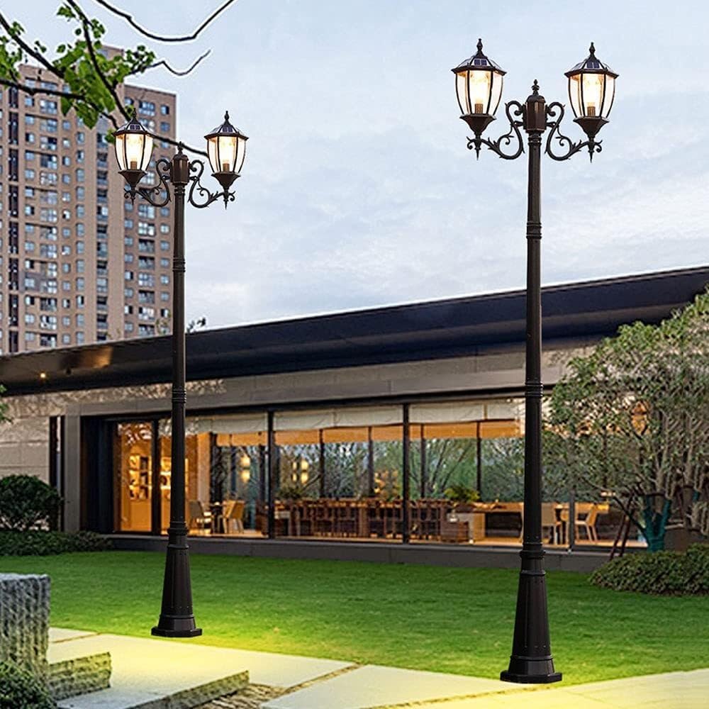 Solar Outdoor Lamp Post Light, IP56 Waterproof Street Light for Villa & Garden, Rust-Resistant High Pole Aisle Lighting Fixture, 205cm Tall Park & Patio Illumination (Height 205cm)