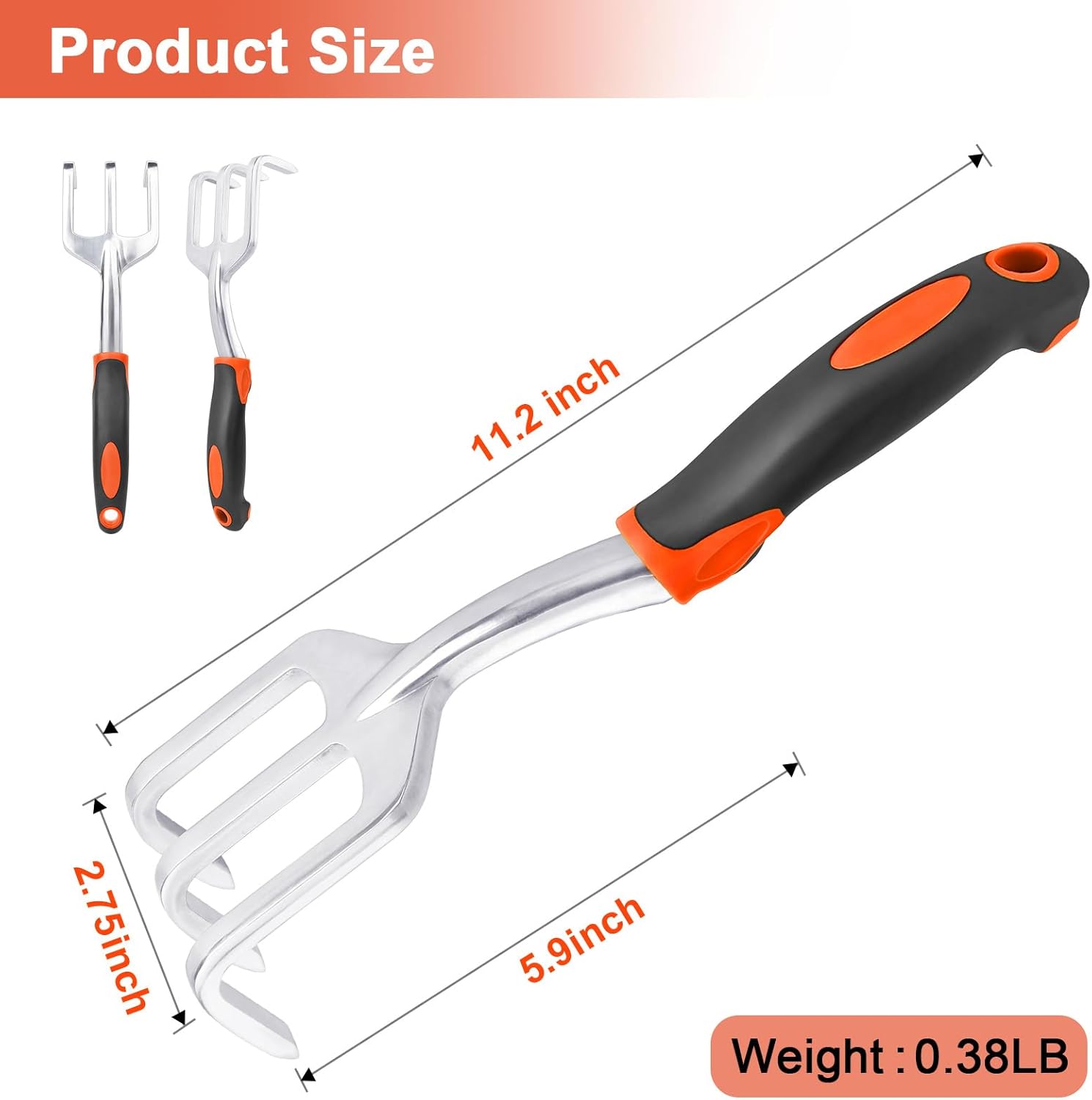 Hand Rake Garden Tool, Heavy Duty Hand Cultivators for Gardening, Smal