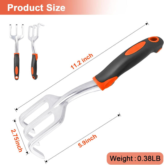 Hand Rake Garden Tool, Heavy Duty Hand Cultivators for Gardening, Smal