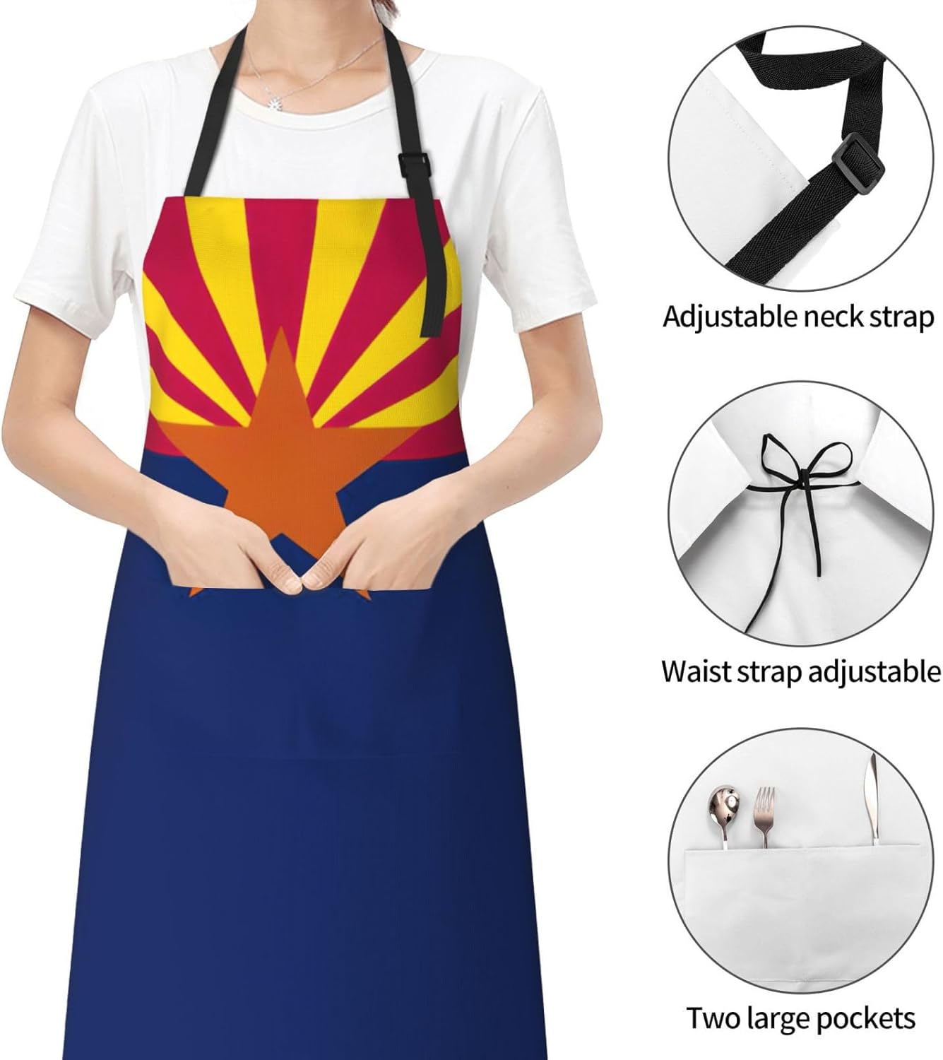 Arizona state flag print Waterproof chef's apron with pocket apron for