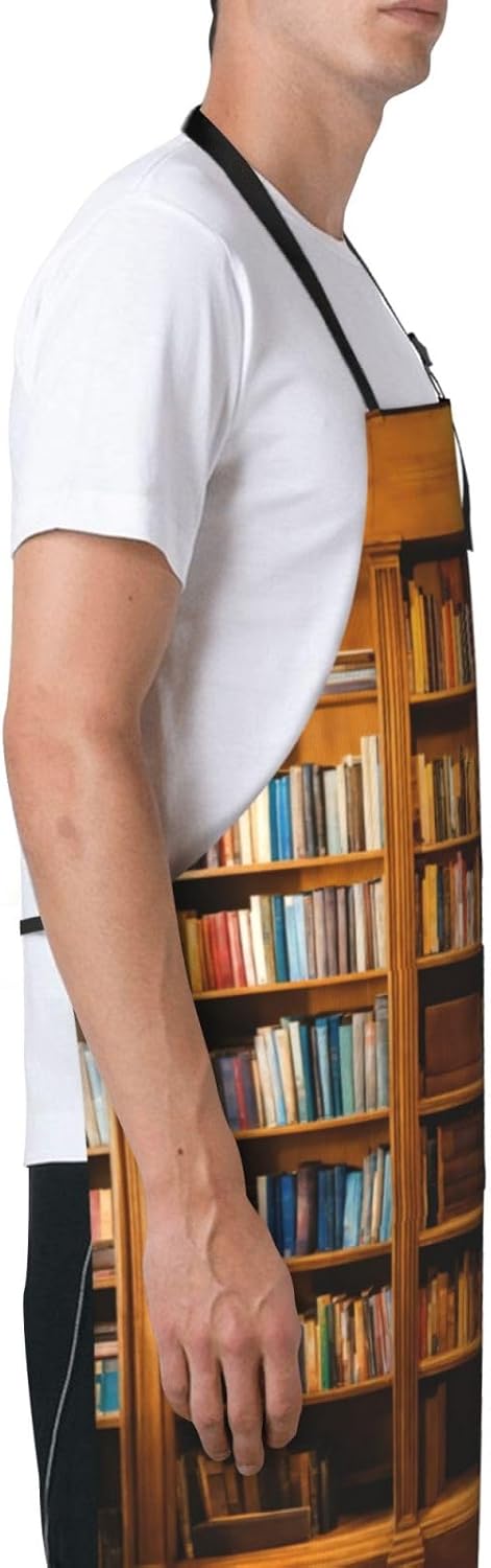 books Print Laundry apron 28x33 In Waterproof Kitchen Apron with Pockets for Cooking Baking