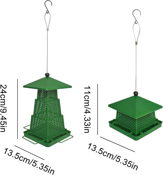 Squirrel-Proof Large Capacity Bird Feeder, 24x13.5cm Outdoor Decorative Feeder with 11x13.5cm Folded Size for Hummingbirds, Chickadees, Garden