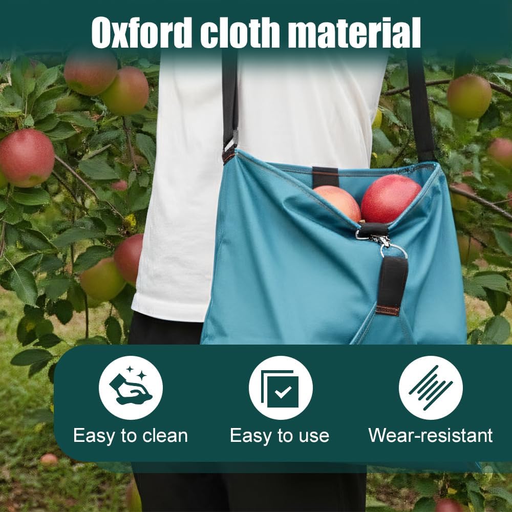 MiOYOOW Fruit Picking Bag, Waterproof Gardening Picking Apron Harvest Storage Pouch with Adjustable Strap for Farm