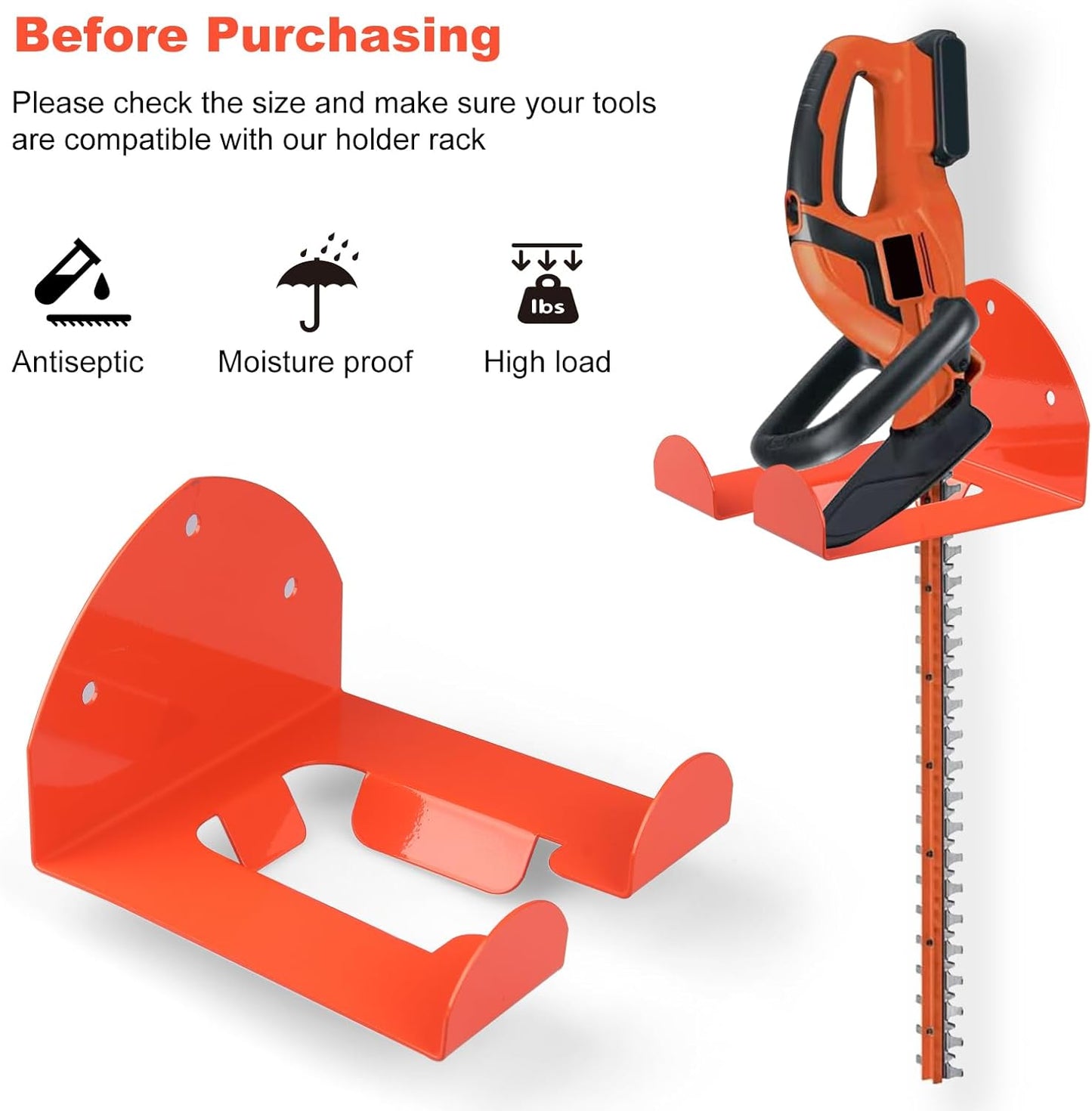 Weedeater Hanger 2 Pack, Garage Organizer Trimmer Rack, Heavy Duty Weed Wacker Hooks for Grass Trimmer, Hedge Trimmer Garden & Garage Tools– Weed Whackers Holder Wall Mount Storage Tool, Space-Saving