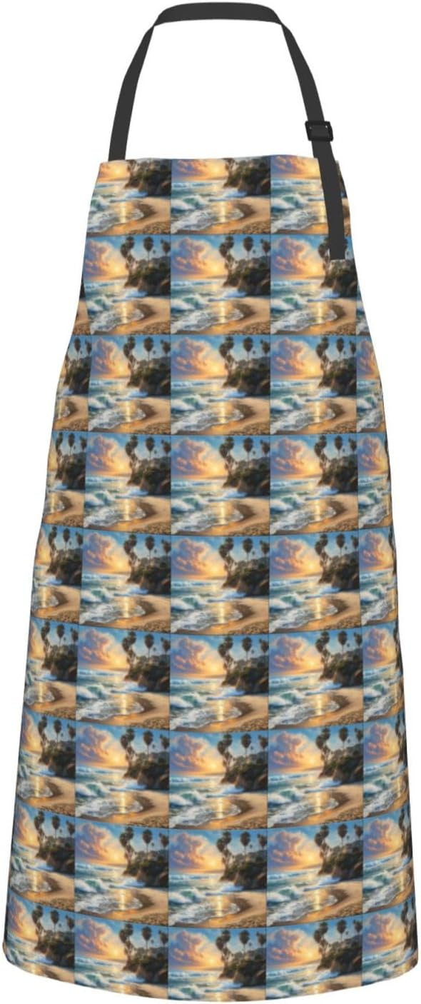 YANYU Palm Tree Print 28x33 In Kitchen Apron Stylish Chef Apron with Pockets for Cooking Baking Painting