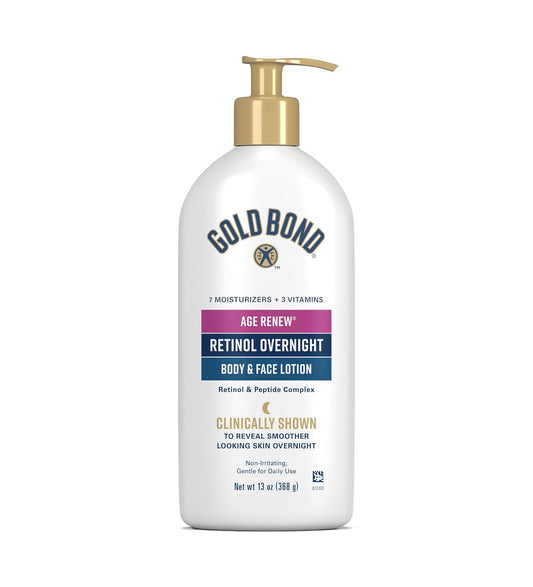 Gold Bond Age Renew Retinol Overnight Body & Face Lotion, Retinol Face