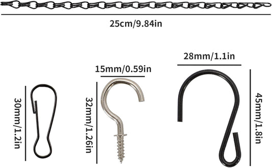 12 Pcs Adjustable Hanging Chains with S Hooks,10 Inch Black Metal Plan