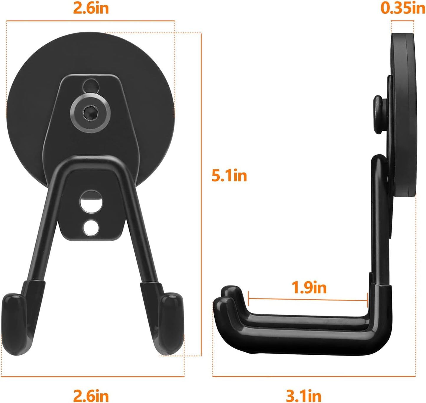 Homde Strong Magnetic Hook, 3 Pack Heavy Duty Magnet Holder Double Hanging Design, 2.6inch Industrial Utility Garage Hanger for Toolbox, Hammer, Garden Tools, Drills, Hose