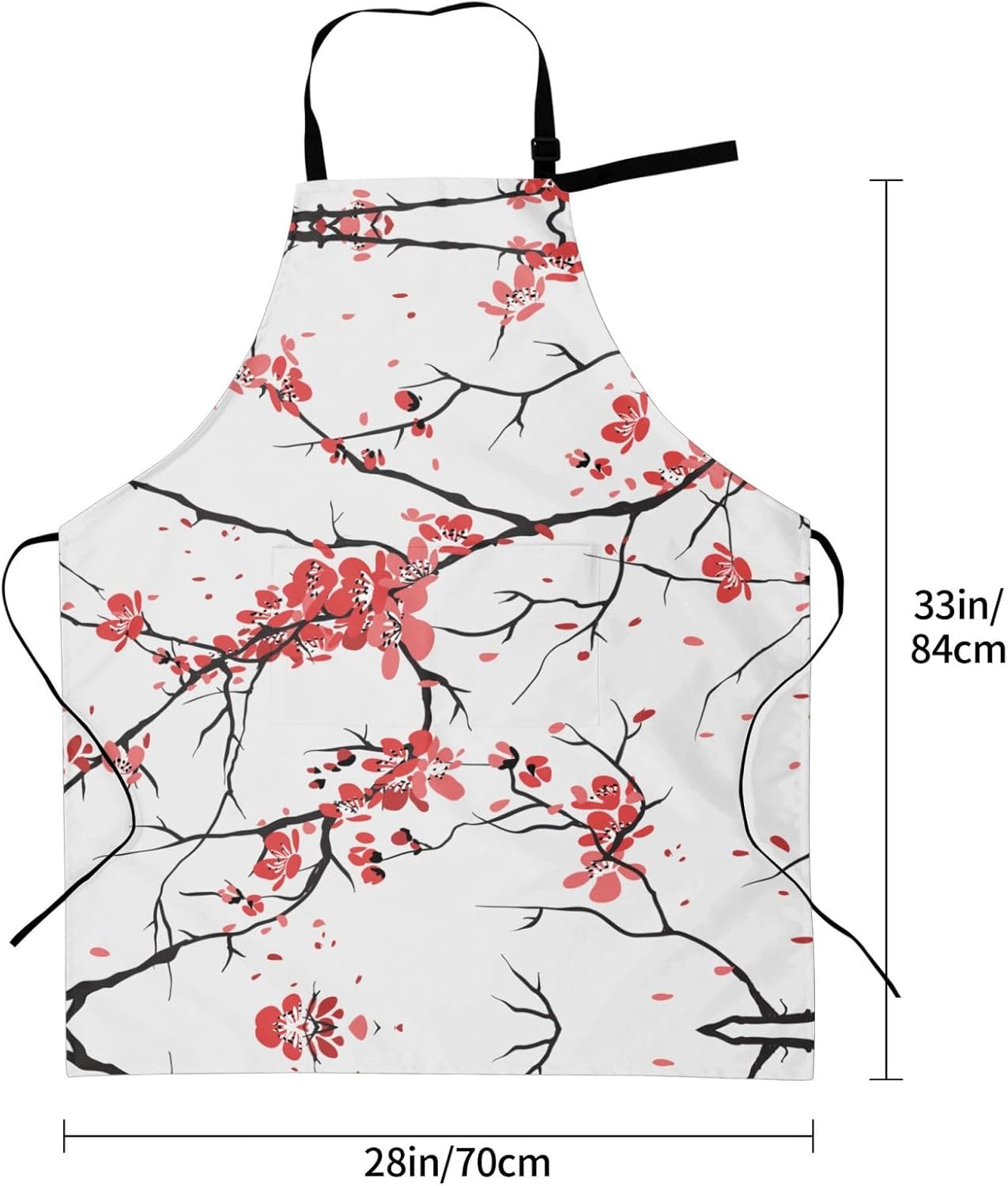 delicate cherry blossoms Print 28x33 In Adult Kitchen Apron with Pockets Versatile Chef Smock for Cooking Baking