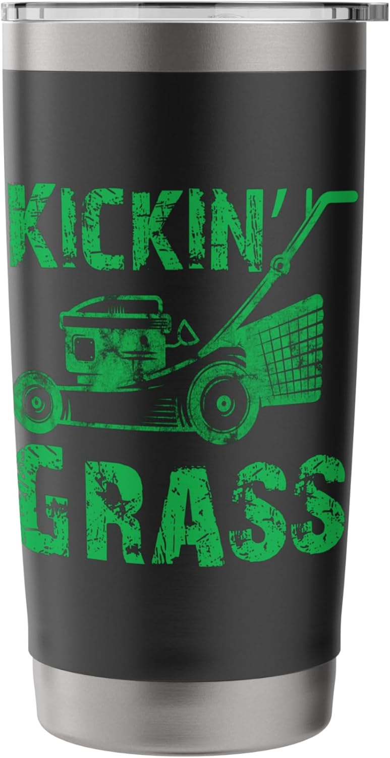 Kicking Grass Lawn Mowing Landscaping Gardener Father's Day Stainless Steel Insulated Tumbler