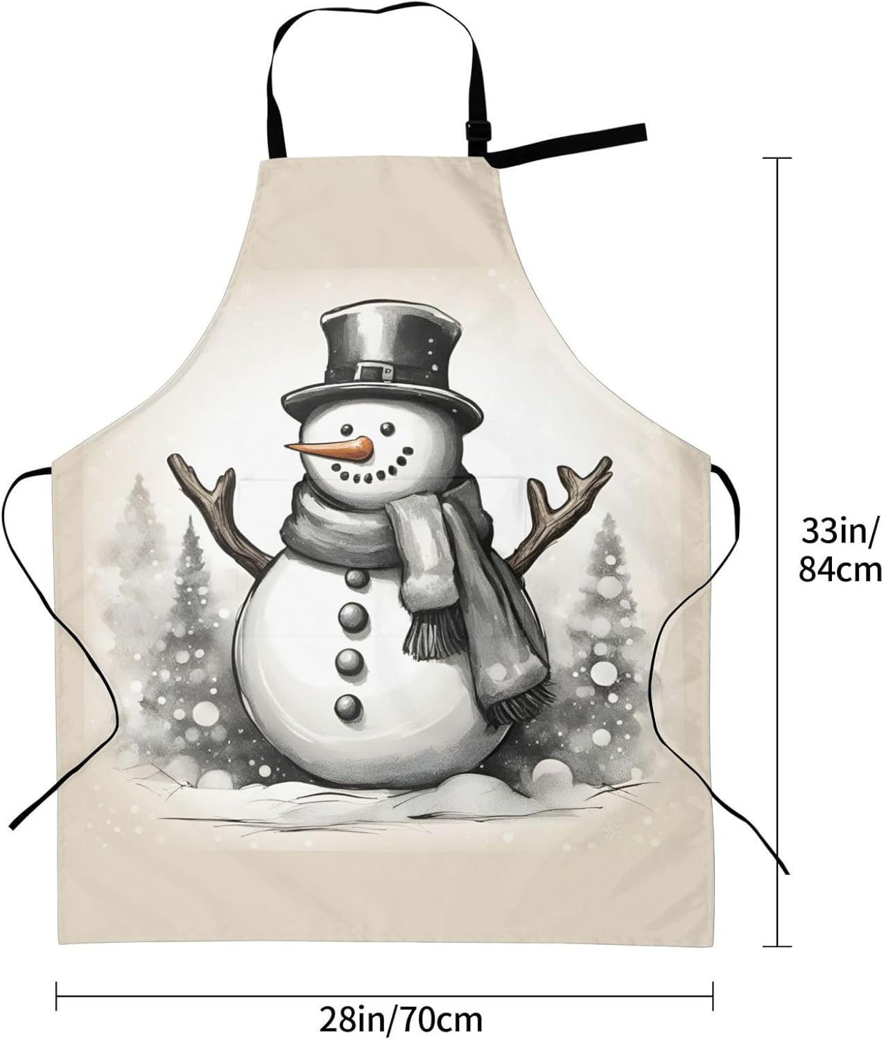 christmas snowman 1 print Waterproof chef's apron with pocket apron for kitchen cooking baking barbecue and gardening