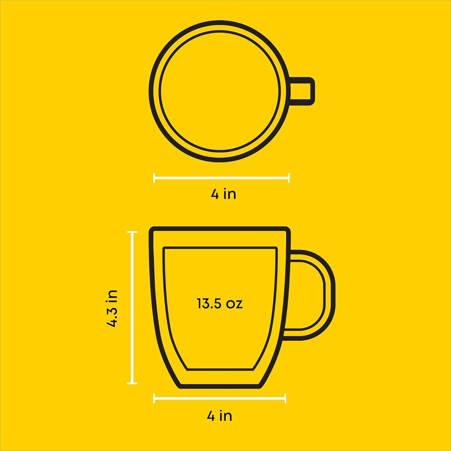 JoyJolt Savor Double Wall Insulated Glasses - Coffee Mugs (Set of 2) -