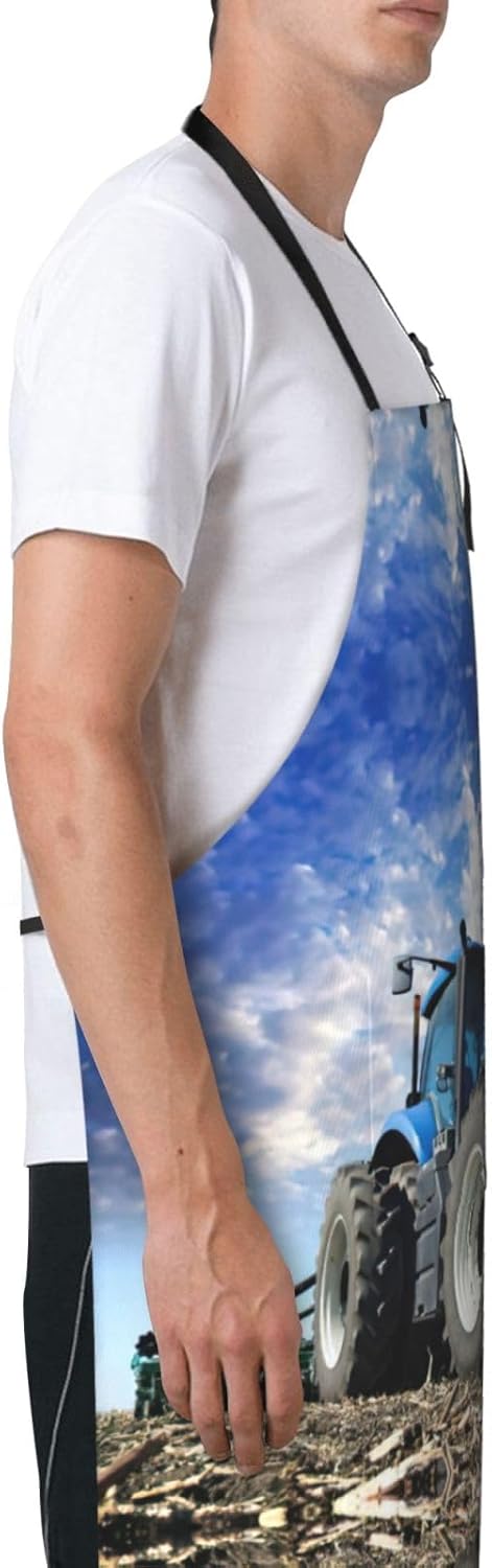 Farm Tractor Print 28 x 33in Waterproof Apron with Pockets Fashionable Versatile Smock for Baking