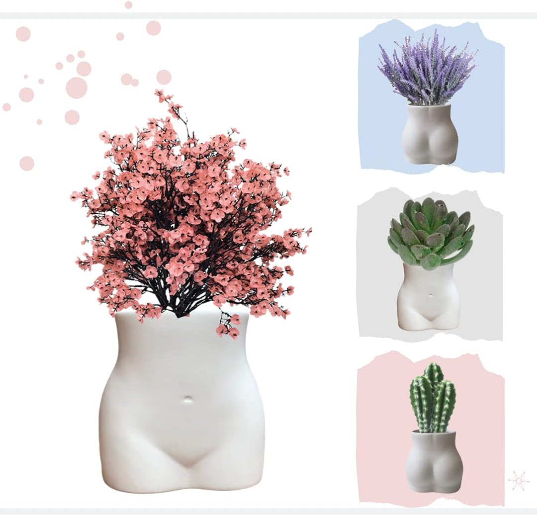 Butt Vase - Female Form Planter Pot - Cheeky Body Flower Vase - Boho Home Decor - Booty Shaped Ceramic White Matte