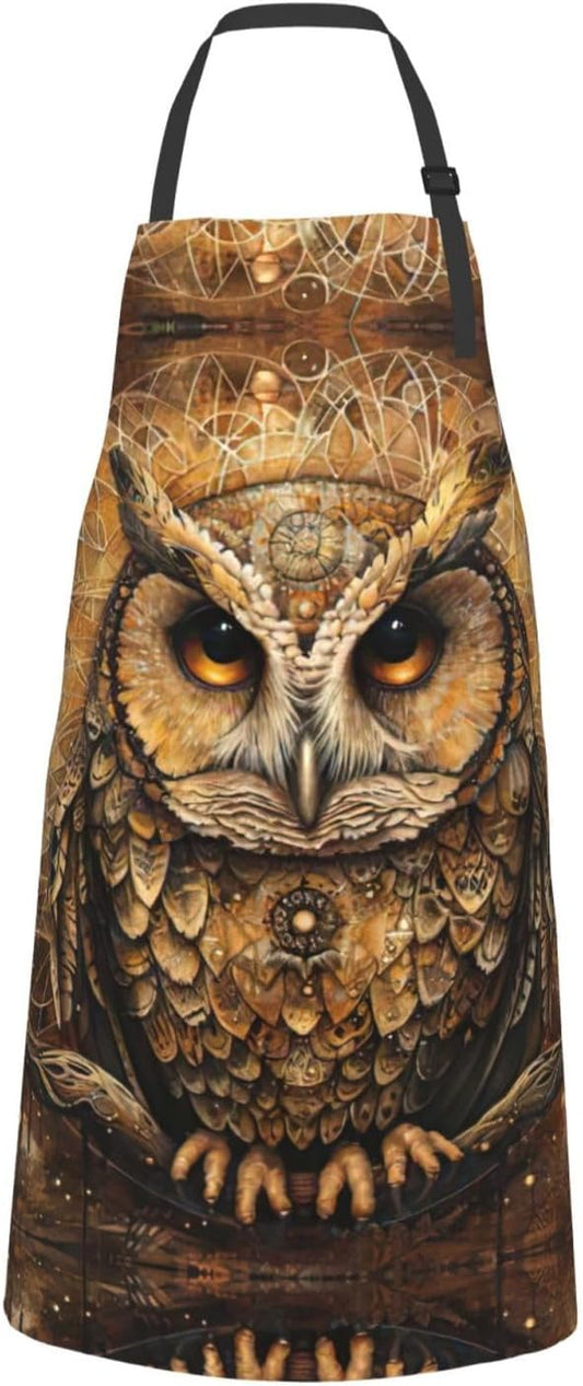 Owl Beliefs print Waterproof chef's apron with pocket apron for kitche
