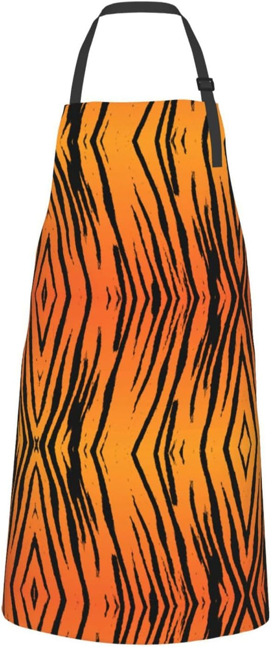 Tiger Stripe print Waterproof apron with pocket adjustable cooking apron for adult kitchen bibs to bake