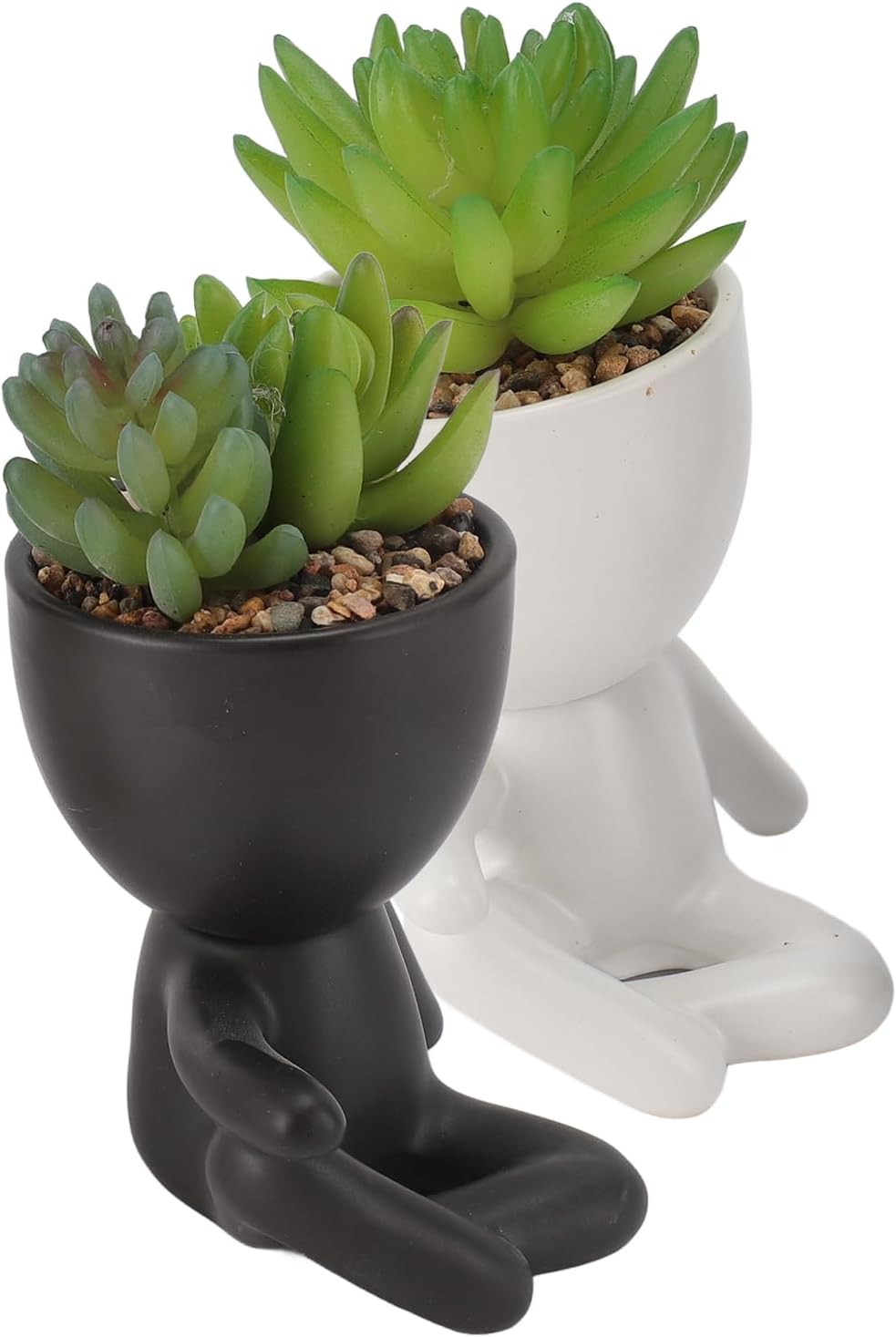 ZJchao Planter, Air Plants Office Plants Artificial Flower Pot Human Shaped Mini Fake Flower Pot Cute Desk Decor for Office, Home, Bathroom and Shelf
