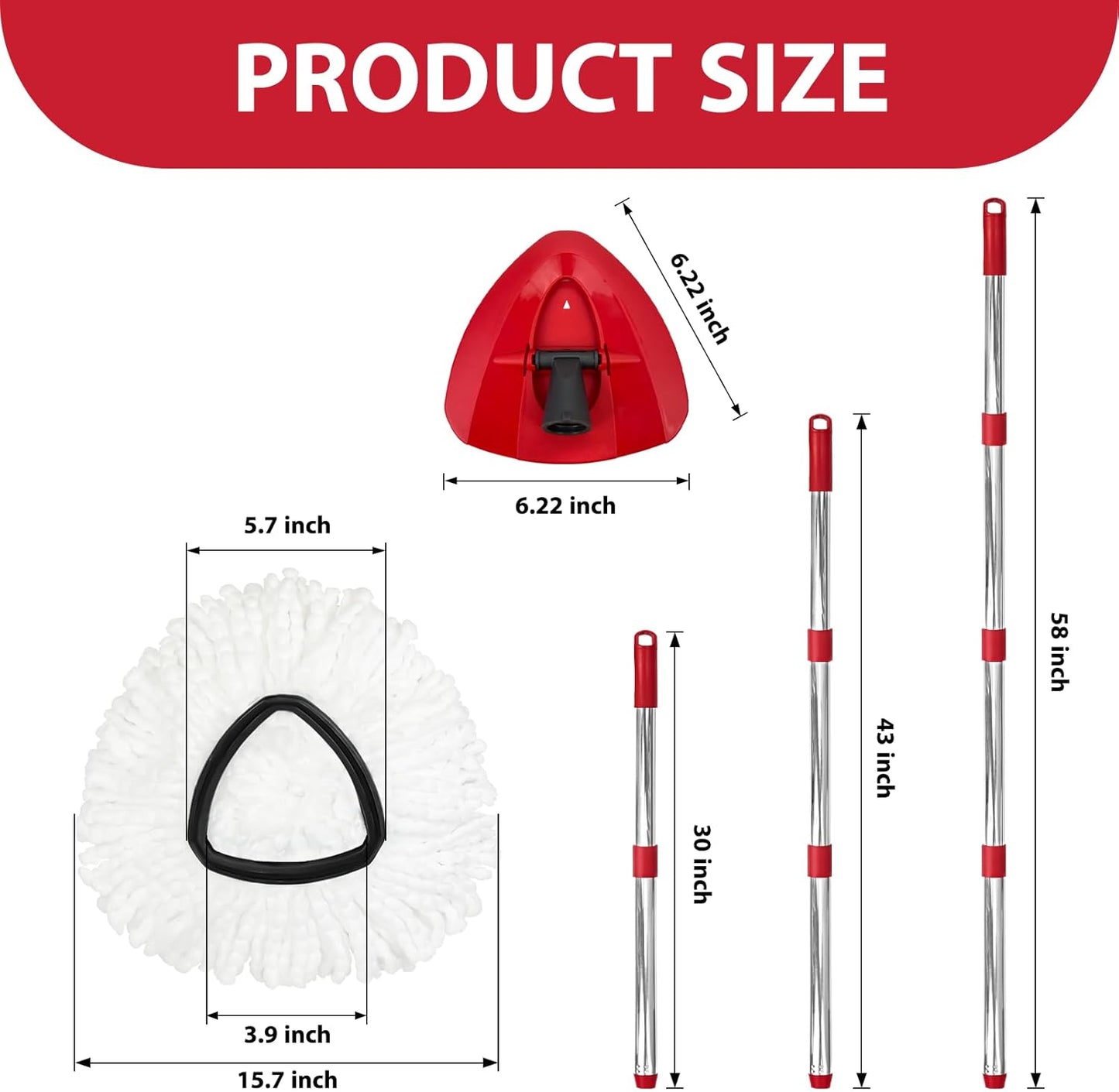 Spin Mop Replacement Set for O-Ceda EasyWring 1-Tank System, Includes 