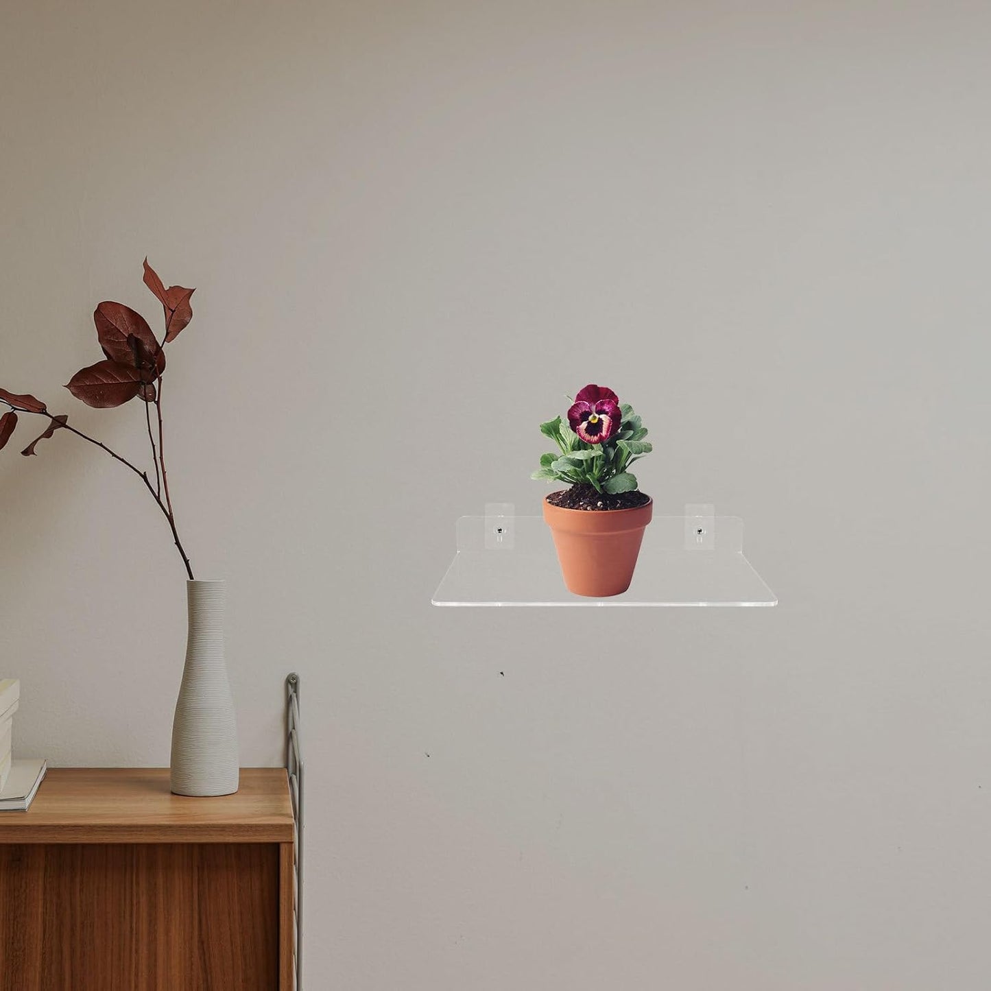 Milisten 2pcs Acrylic Wall Planter Shelf with Suction Cup, L-Shaped 30