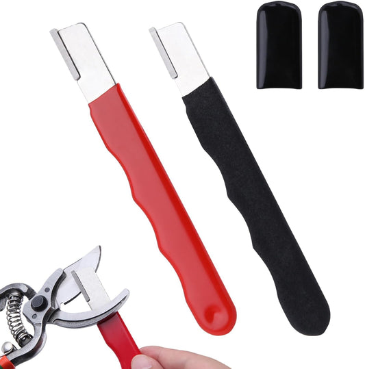 2PCS Multipurpose Garden Tool Blade Sharpener Pocket Knife Sharpener Garden Tool Sharpener for Knife, Pruners, Loppers, Hedge Shears Scissors, Axe, Hatchet, Machete, Lawn Mower Blade