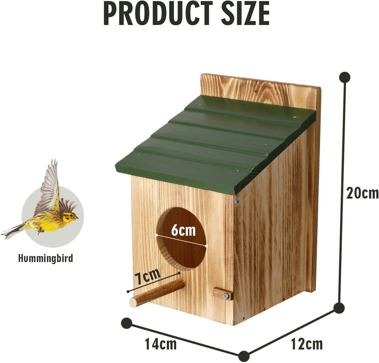 Meanplan 3 Pcs Wooden Bird Houses for Outside Bird House with Pole Wood Hanging Birdhouse for Outdoor Small Bird Nest Box for Finch, Bluebird, Cardinals, Hummingbird, Parakeet Garden Perch House