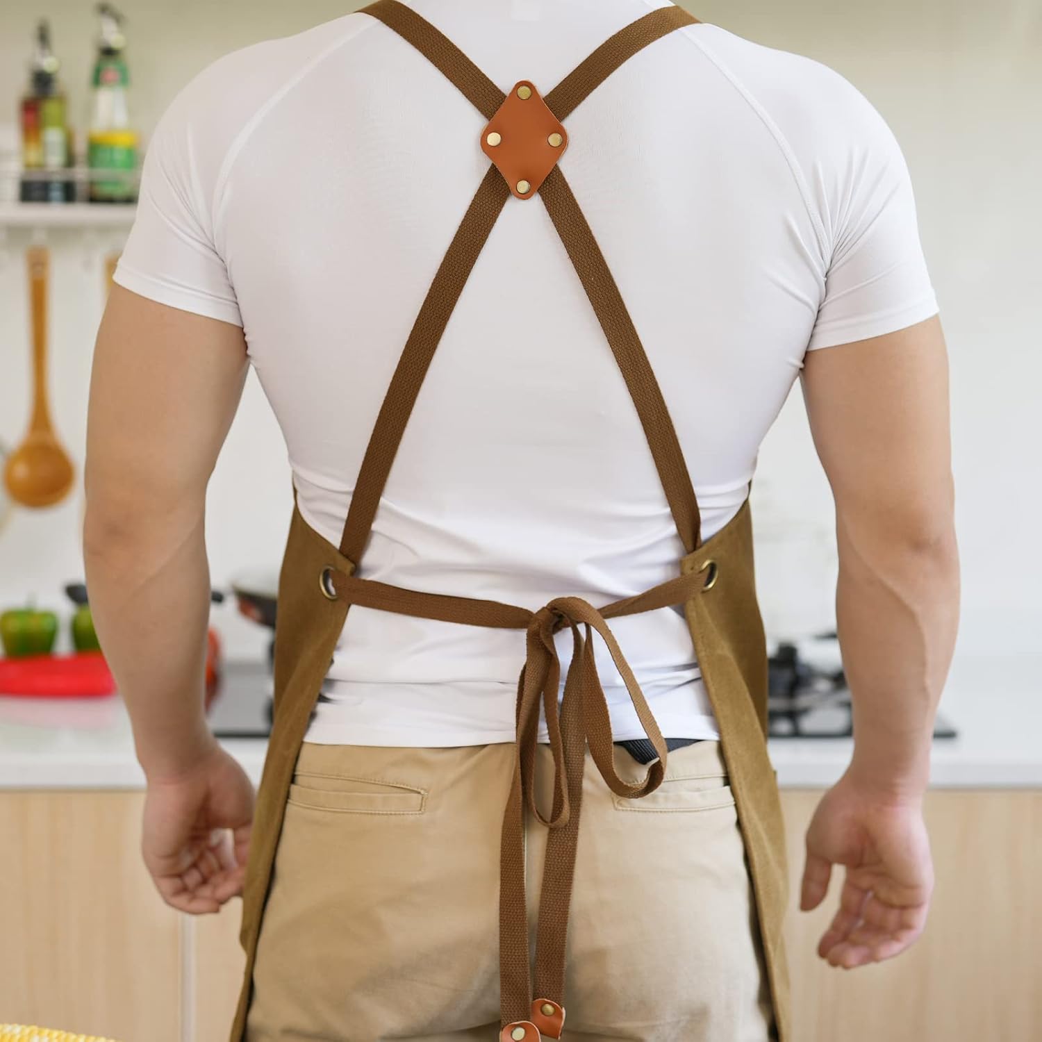 Canvas Aprons for Men Chef Apron, Work Apron with Large Pockets - 16oz