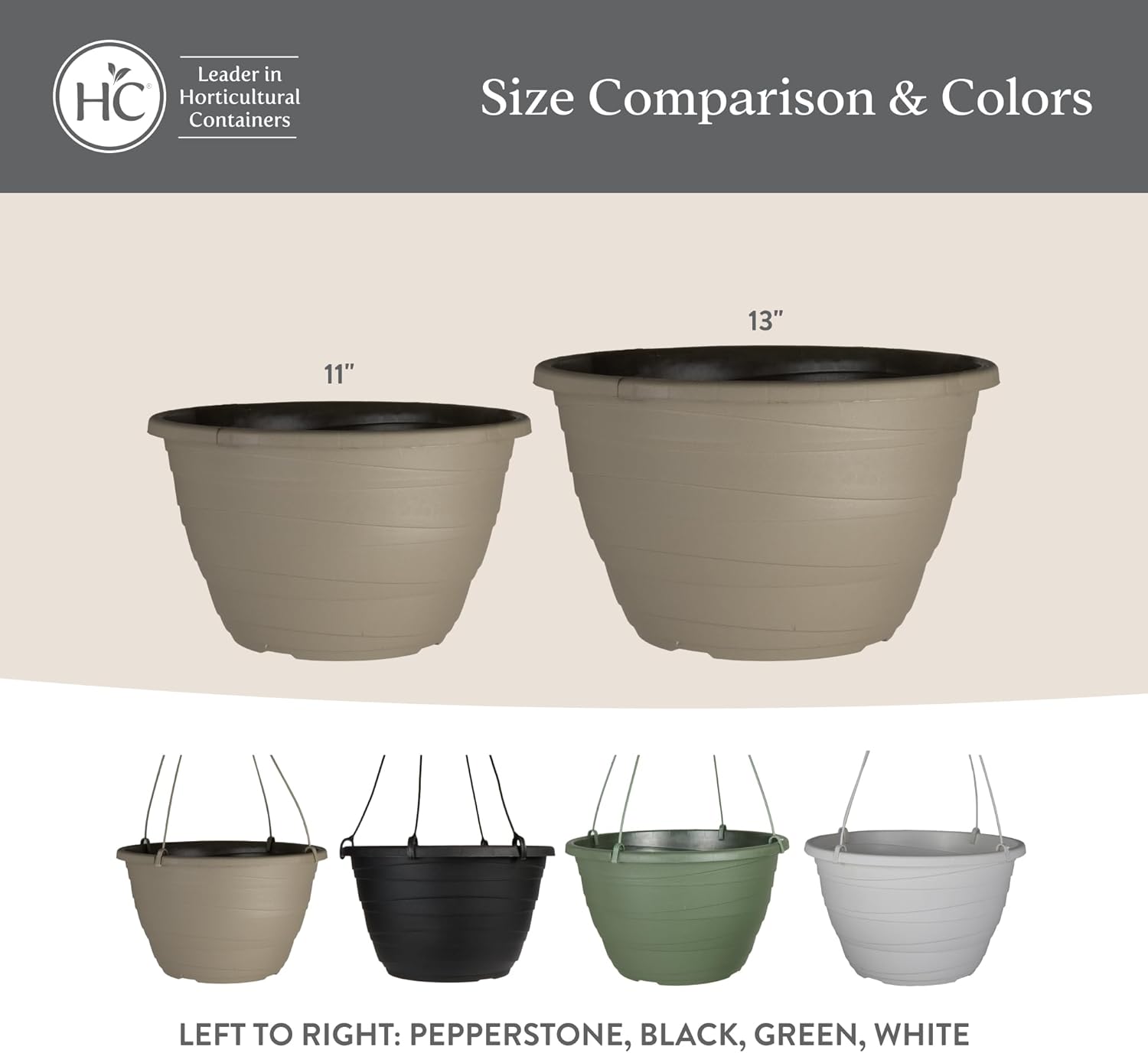 The HC Companies 11 Inch Wrapt Hanging Planters, Lightweight UV-Resist