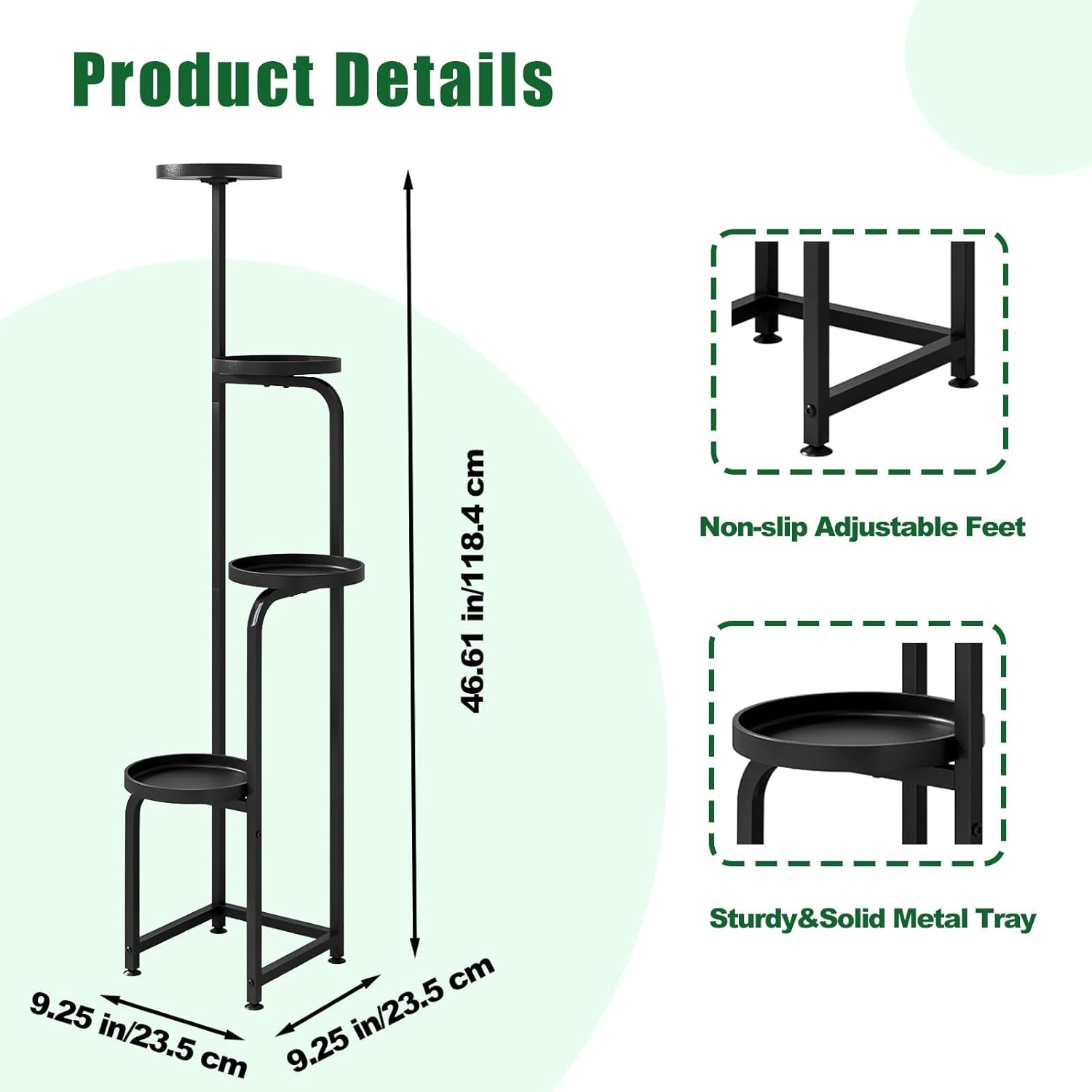 Plant Stand Indoor Outdoor 4 Tier Metal Plant Shelf for Multiple Plant