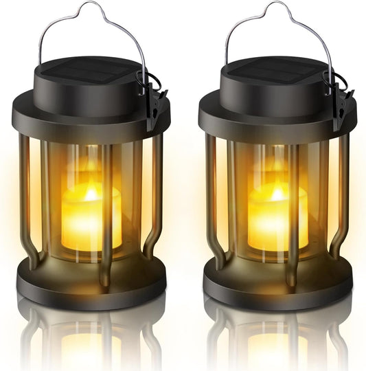 Solar Lantern Outdoor Indoor Use – Hanging Solar Lights with Realistic