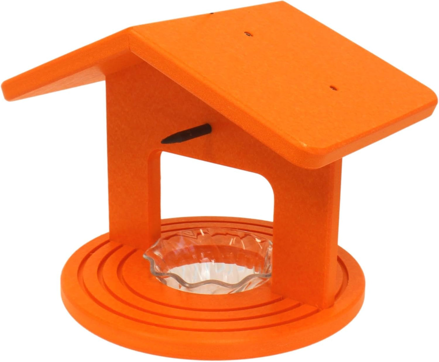 AmishToyBox.com Oriole Bird Feeder, Poly Lumber Hanging Round Oriole Jelly and Orange Feeder with Grooves for Grip, Single Cup (Orange)