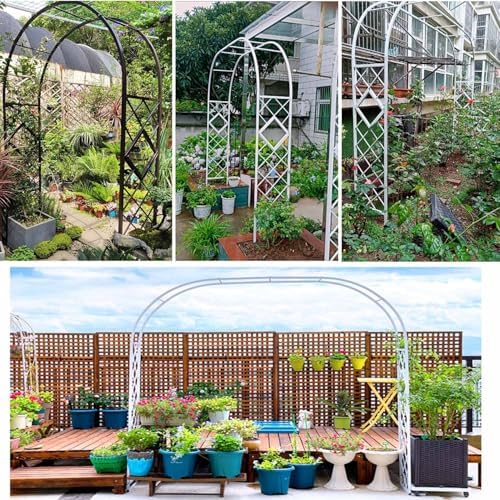 Outdoor Metal Garden Arch Trellis for Climbing Plants, 7.5ft Pergola Arbor Stand for Wedding & Party Decoration, Durable Brown Finish, Perfect for Outdoor Events
