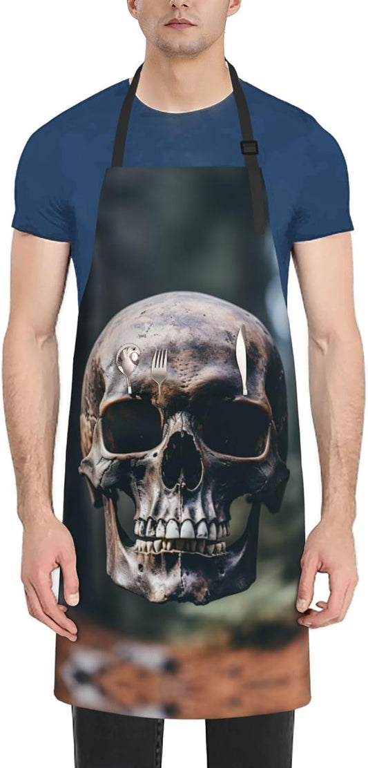 Halloween Skull print Waterproof apron with pocket adjustable cooking apron for adult kitchen bibs to bake
