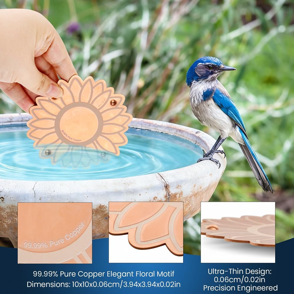 Copper Bird Bath Purification Disk, Outdoor Bird Bowls All-Season