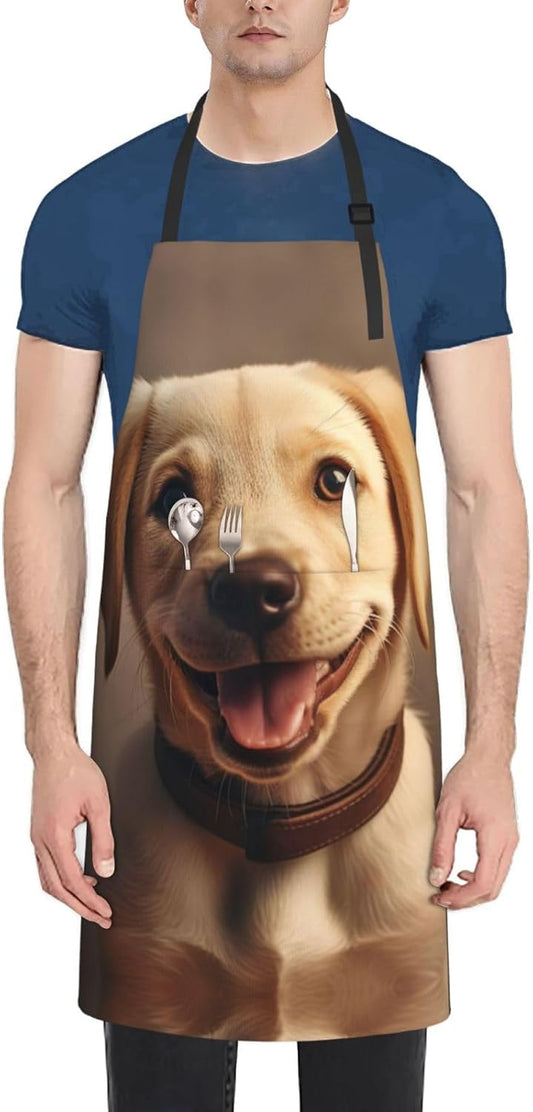 cute Labrador Dog print Waterproof chef's apron with pocket apron for kitchen cooking baking barbecue and gardening