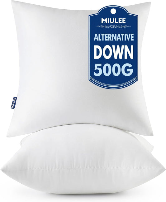 MIULEE Throw Pillows Inserts, Pack of 2 18x18 Inch 100% Virgin Fiber F