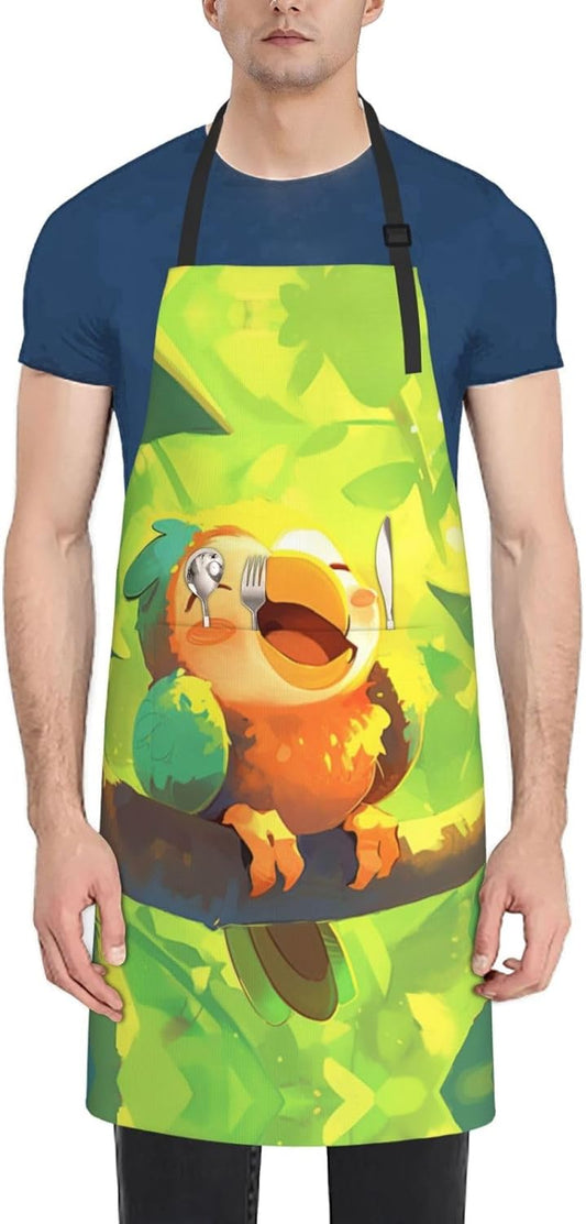Animal cartoon print Waterproof apron with pocket adjustable cooking apron for adult kitchen bibs to bake