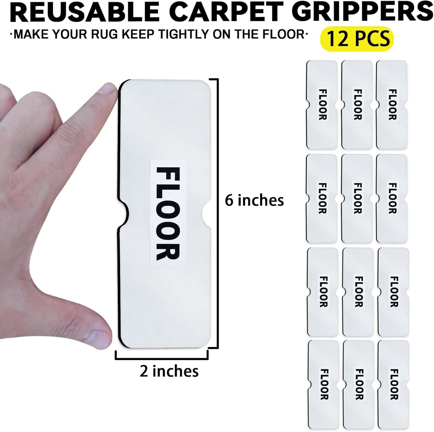 Rug Carpet Non Slip Grippers, Reusable Rug Tape Stickers Pads for Hard