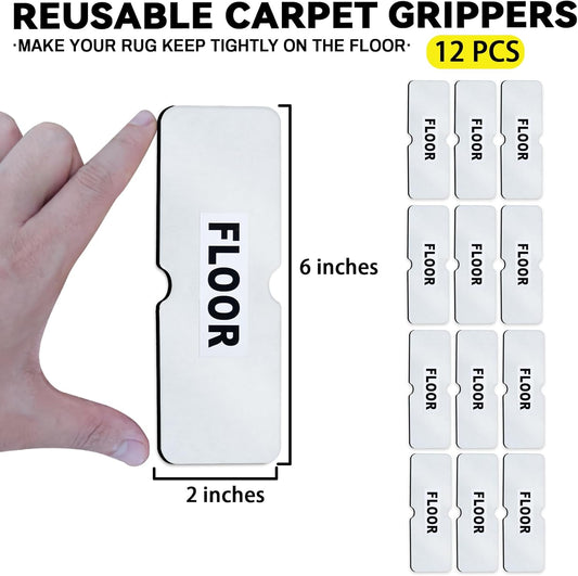 Rug Carpet Non Slip Grippers, Reusable Rug Tape Stickers Pads for Hard