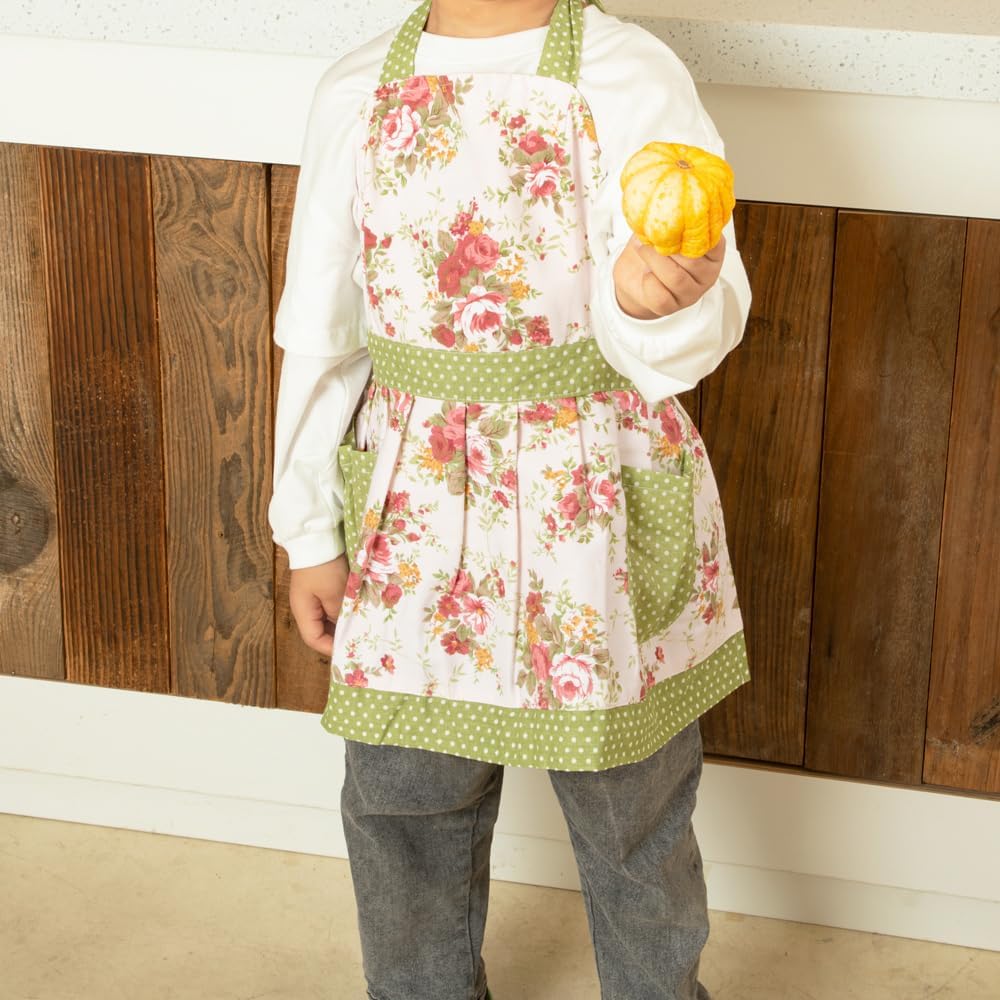 NEOVIVA Kitchen Aprons for Toddler Girls with Pockets, Adorable Cotton