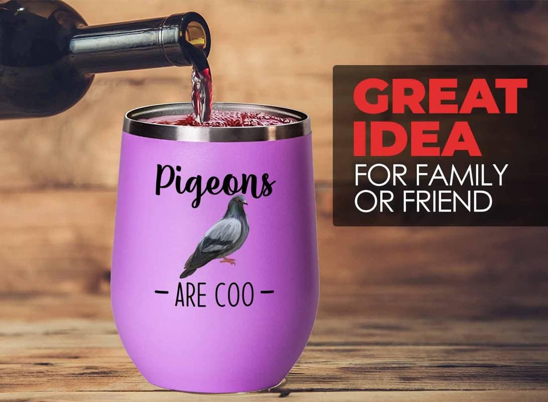 Bird Lover Pink Edition Wine Tumbler 12oz - Pgeons are coo - Hummingbi